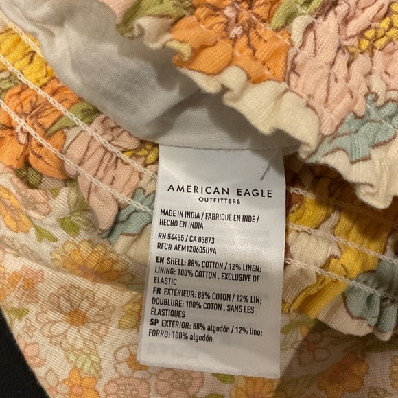 American Eagle High-Waist Wide Leg Floral Pants - Yellow cotton linen large - Picture 14 of 14